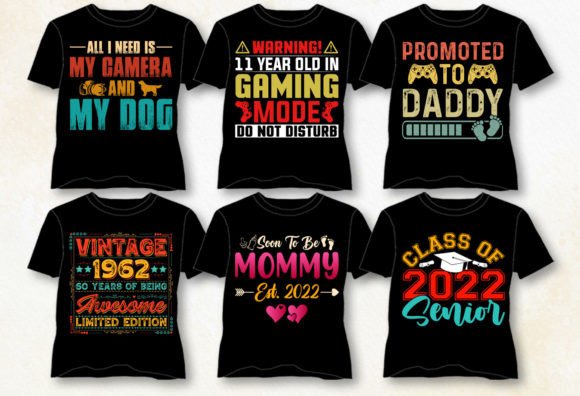 Vintage Typography T-Shirt Design Bundle